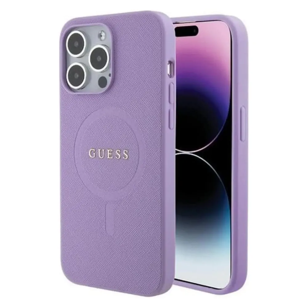 Guess GUHMP15LPSAHMCU iPhone 15 Pro 6.1" fioletowy/purple hardcase Saffiano MagSafe