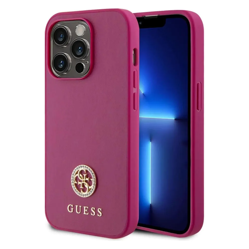 Guess GUHCP15XPS4DGPP iPhone 15 Pro Max 6.7" różowy/pink hardcase Strass Metal Logo