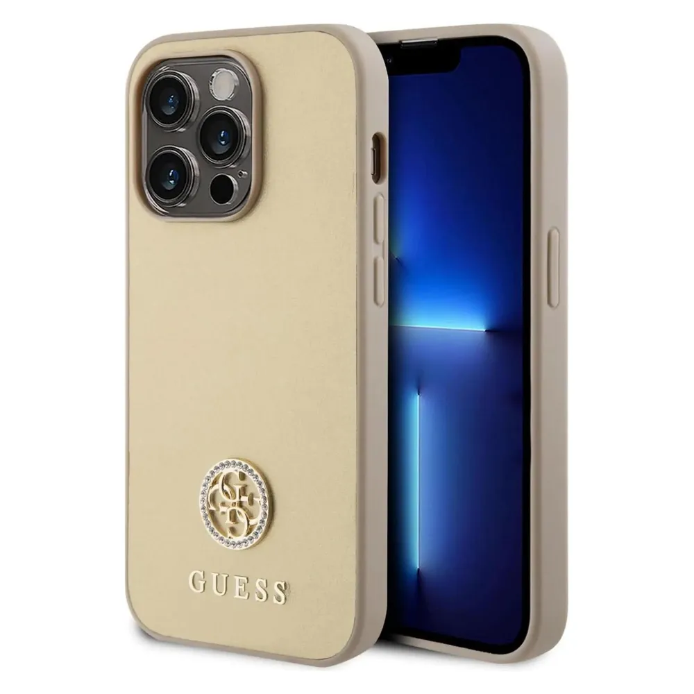 Guess GUHCP15XPS4DGPD iPhone 15 Pro Max 6.7" złoty/gold hardcase Strass Metal Logo