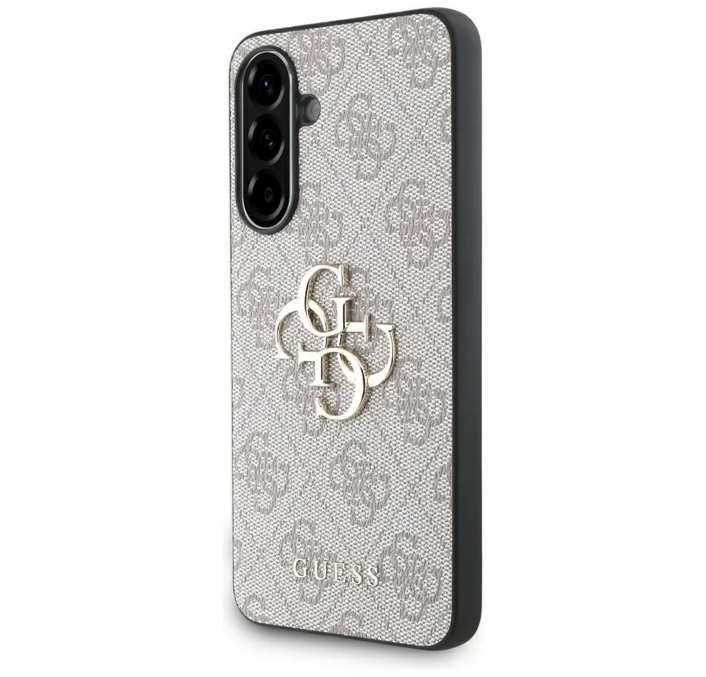 Guess Handyhülle Galaxy A56 Kunstleder rosa Muster Logo goldfarbig 6,7 Zoll, Kantenschutz
