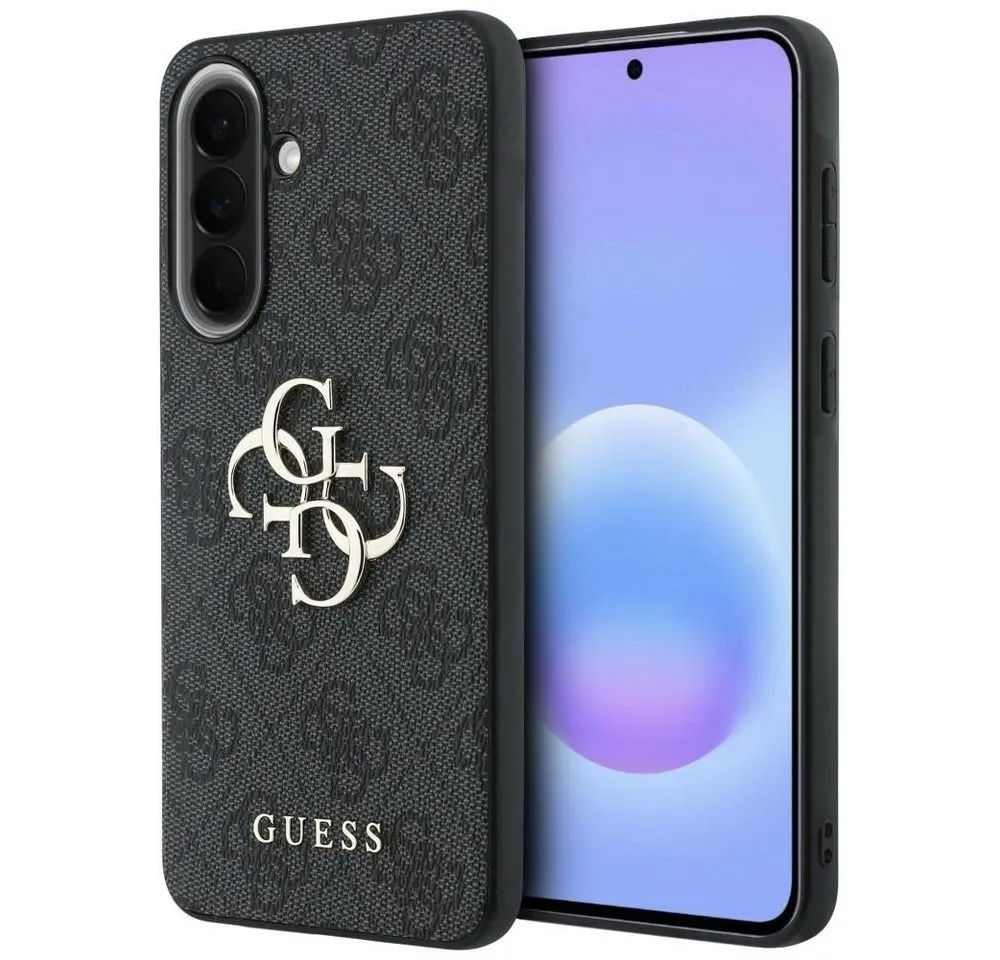 Guess Handyhülle Galaxy A57 Kunstleder grau Big Logo goldfarbig 6