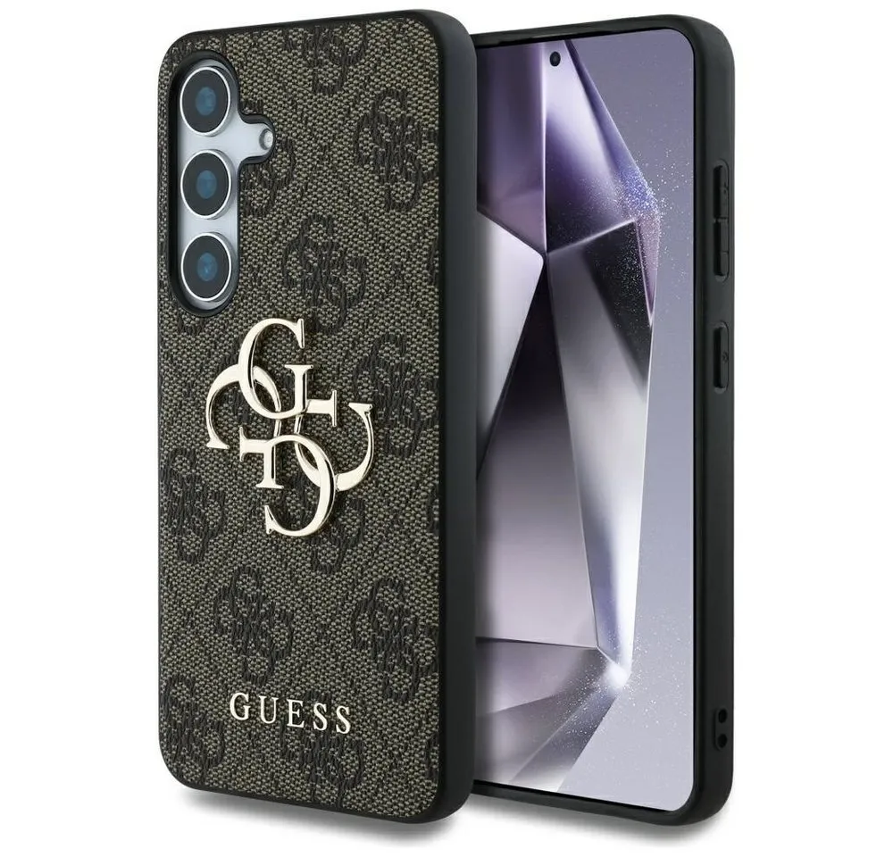 Guess Handyhülle Galaxy S25 Plus Kunstleder braun mit goldfarbenen Logo 6
