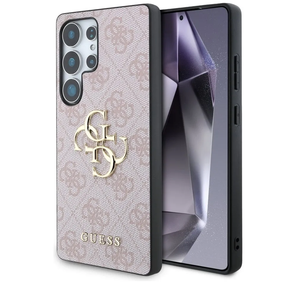 Guess Handyhülle Galaxy S25 Ultra Kunstleder rosa Logo goldfarben 6,9 Zoll, Kantenschutz