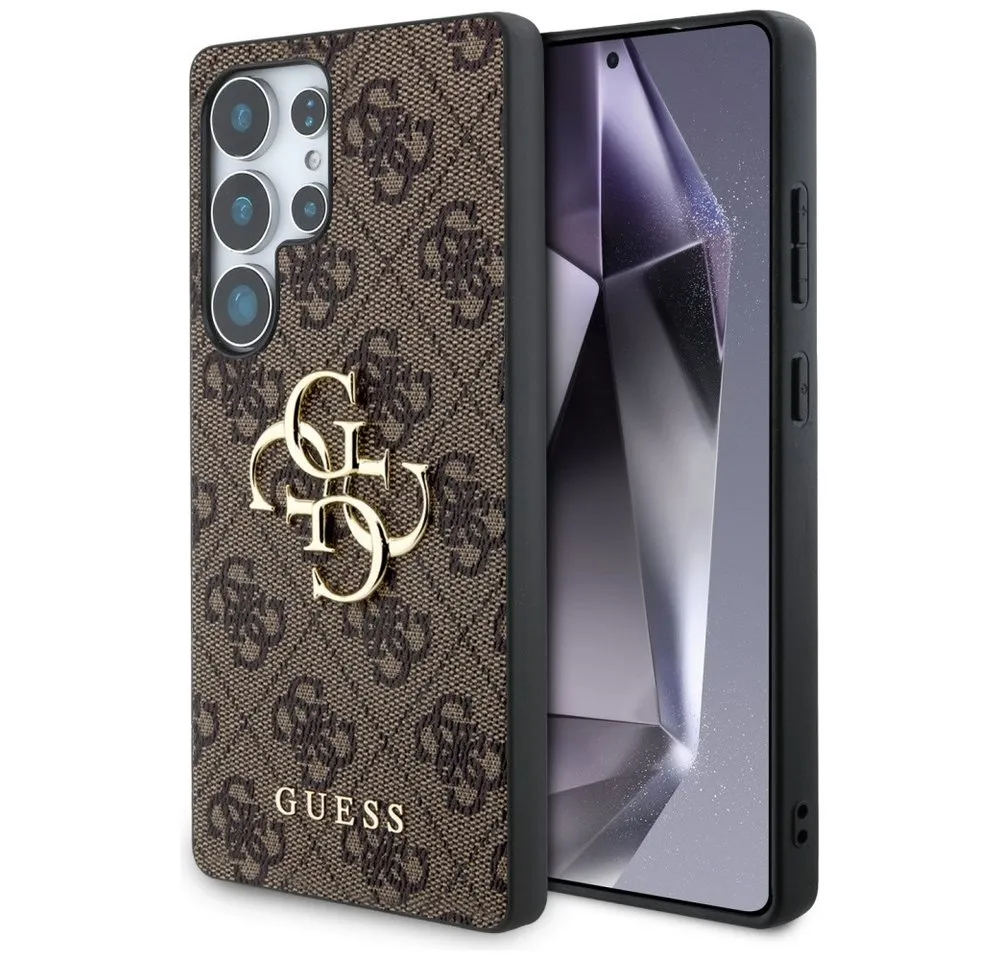Guess Handyhülle Galaxy S25 Ultra Kunstleder braun Logo goldfarben 6,9 Zoll, Kantenschutz