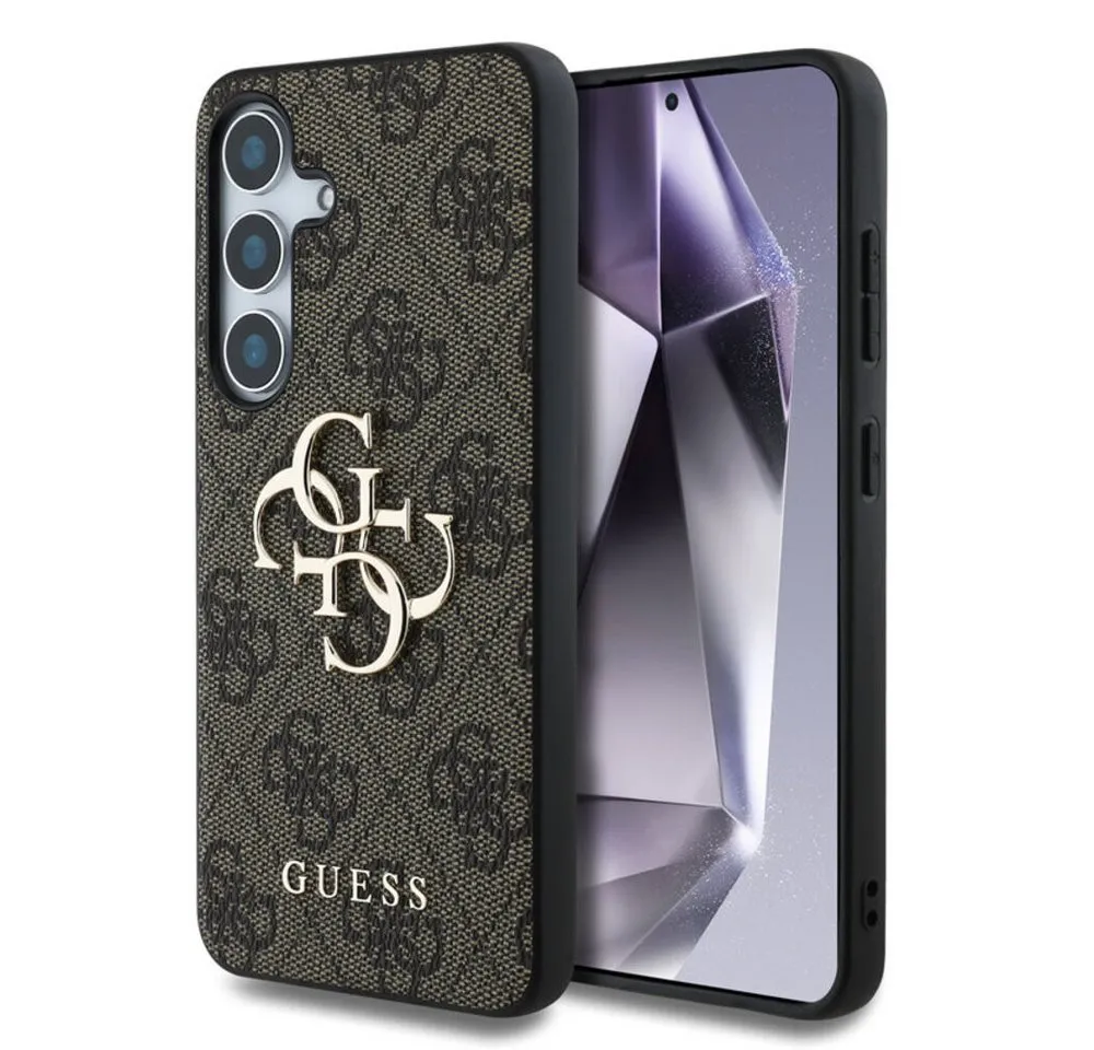 Guess Handyhülle GUESS Case f. Samsung Galaxy S25 Big Metal Logo Hülle Cover Braun