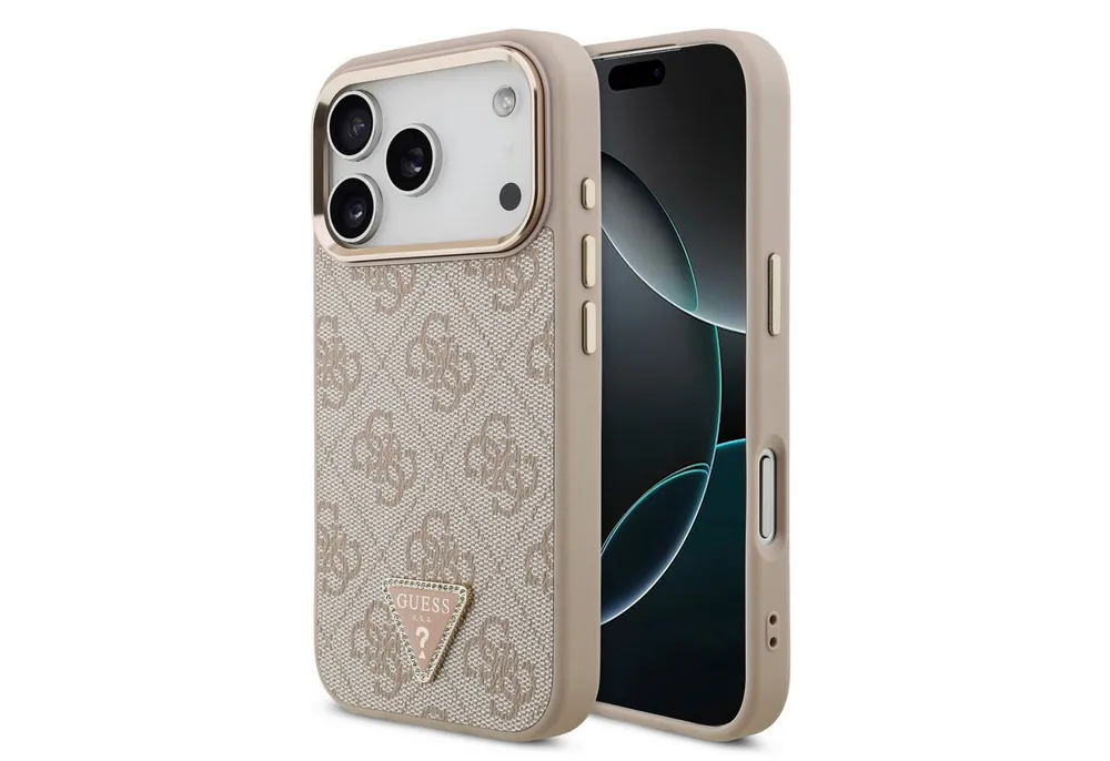 Guess Handyhülle GUESS Case für iPhone 17 Pro Strass Triangle Logo Handyhülle Cover Ros