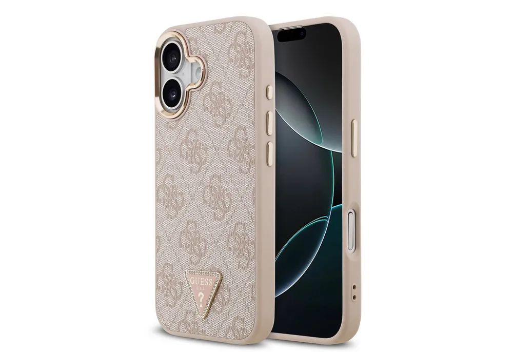 Guess Handyhülle GUESS Case für iPhone 17 Strass Triangle Logo Handyhülle Cover Rosa