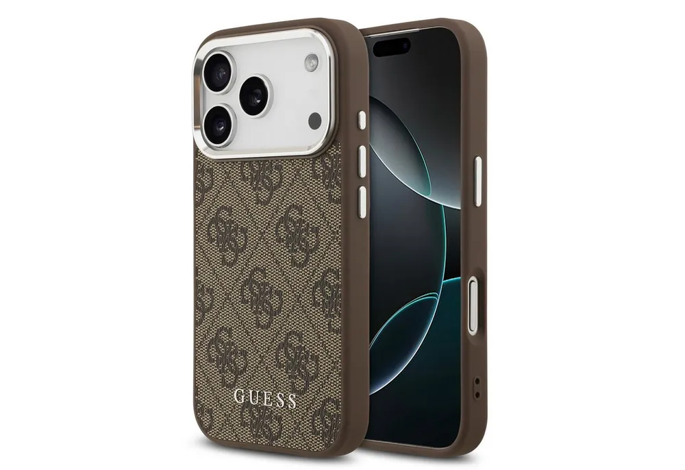 Guess Handyhülle GUESS Case für iPhone 17 Pro Classic 4G Magsafe Handyhülle Cover Braun