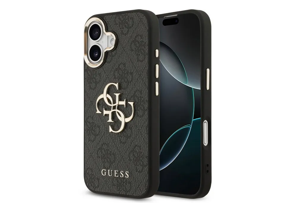 Guess Handyhülle GUESS Case für iPhone 17 Metal Logo Gold Hülle Cover schwarz