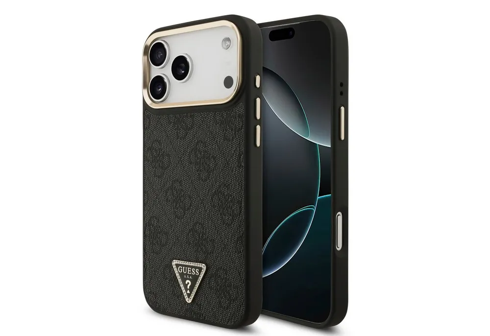 Guess Handyhülle GUESS Case für iPhone 17 Pro Max Strass Triangle Logo Handyhülle Cover
