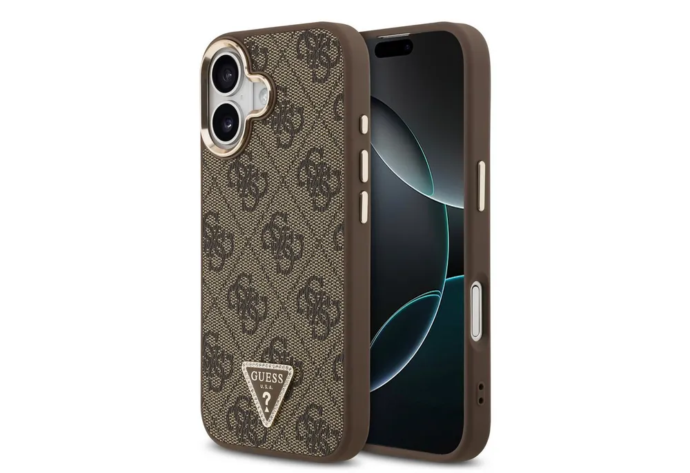 Guess Handyhülle GUESS Case für iPhone 17 Strass Triangle Logo Handyhülle Cover Braun