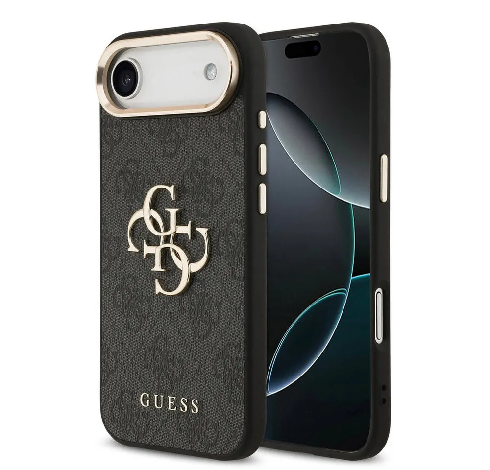 Guess Handyhülle GUESS Case für iPhone Air Metal Logo Gold Hülle Cover Schwarz