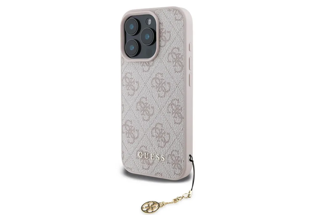 Guess Handyhülle GUESS Case iPhone 16 Pro Max Charm Hülle pink m.Anhänger