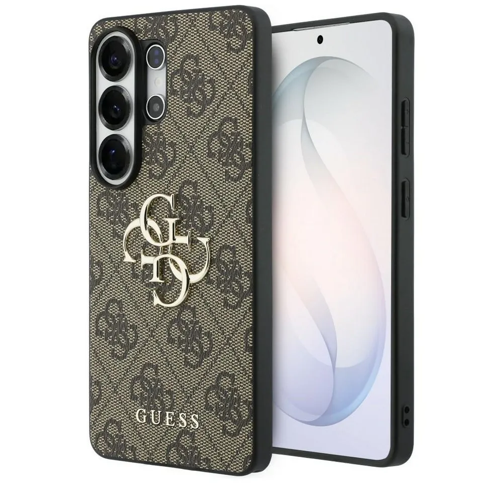 Guess Handyhülle Hülle braun Galaxy S26 Ultra Kunstleder Big Logo goldfarben Metall 6,9 Zoll, Kantenschutz