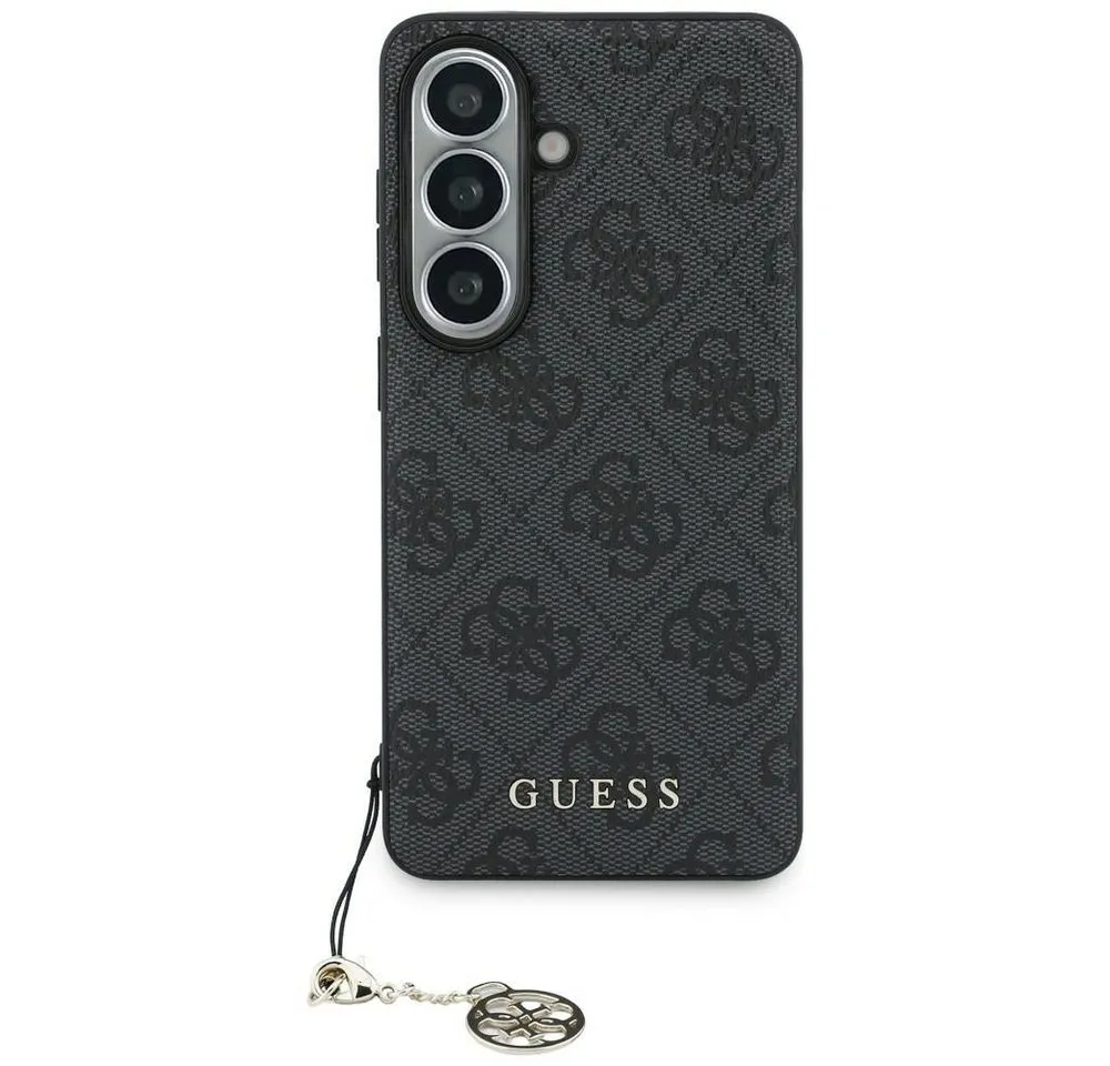 Guess Handyhülle Hülle Classic Galaxy S26 Kunstleder grau MagSafe mit Kette goldfarbig 6,3 Zoll, Kantenschutz