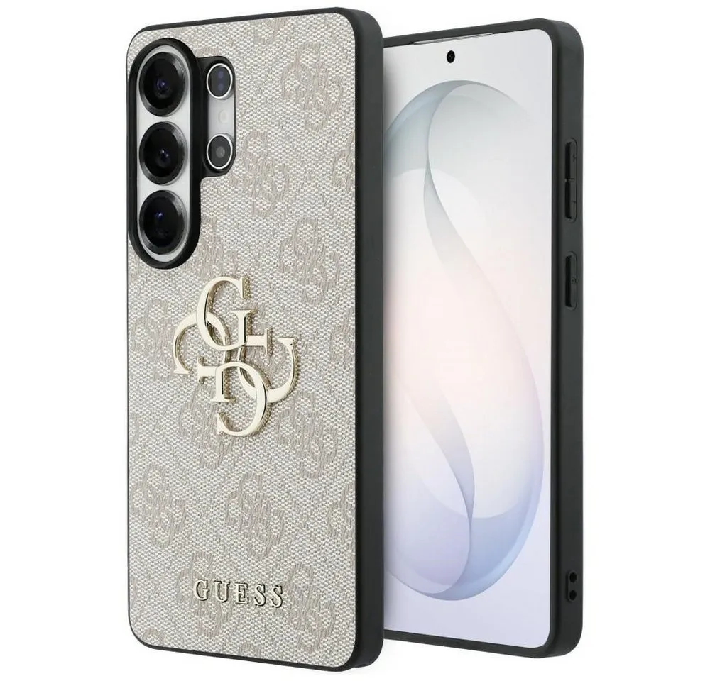 Guess Handyhülle Hülle rosa Galaxy S26 Ultra Kunstleder Big Logo goldfarben Metall 6,9 Zoll, Kantenschutz