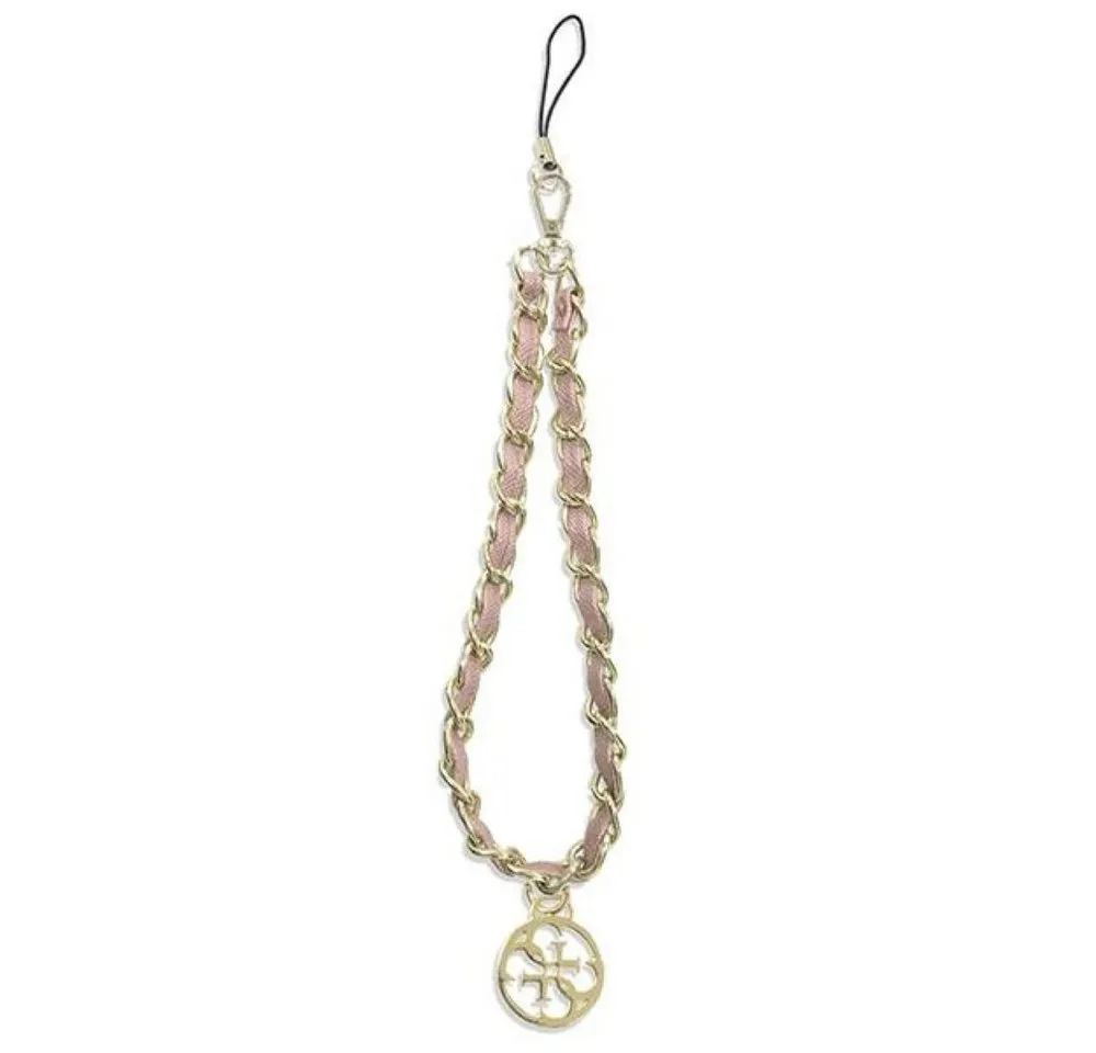 Guess Handykette Anhänger Handy-Anhänger rosa Kette goldfarbig Metall