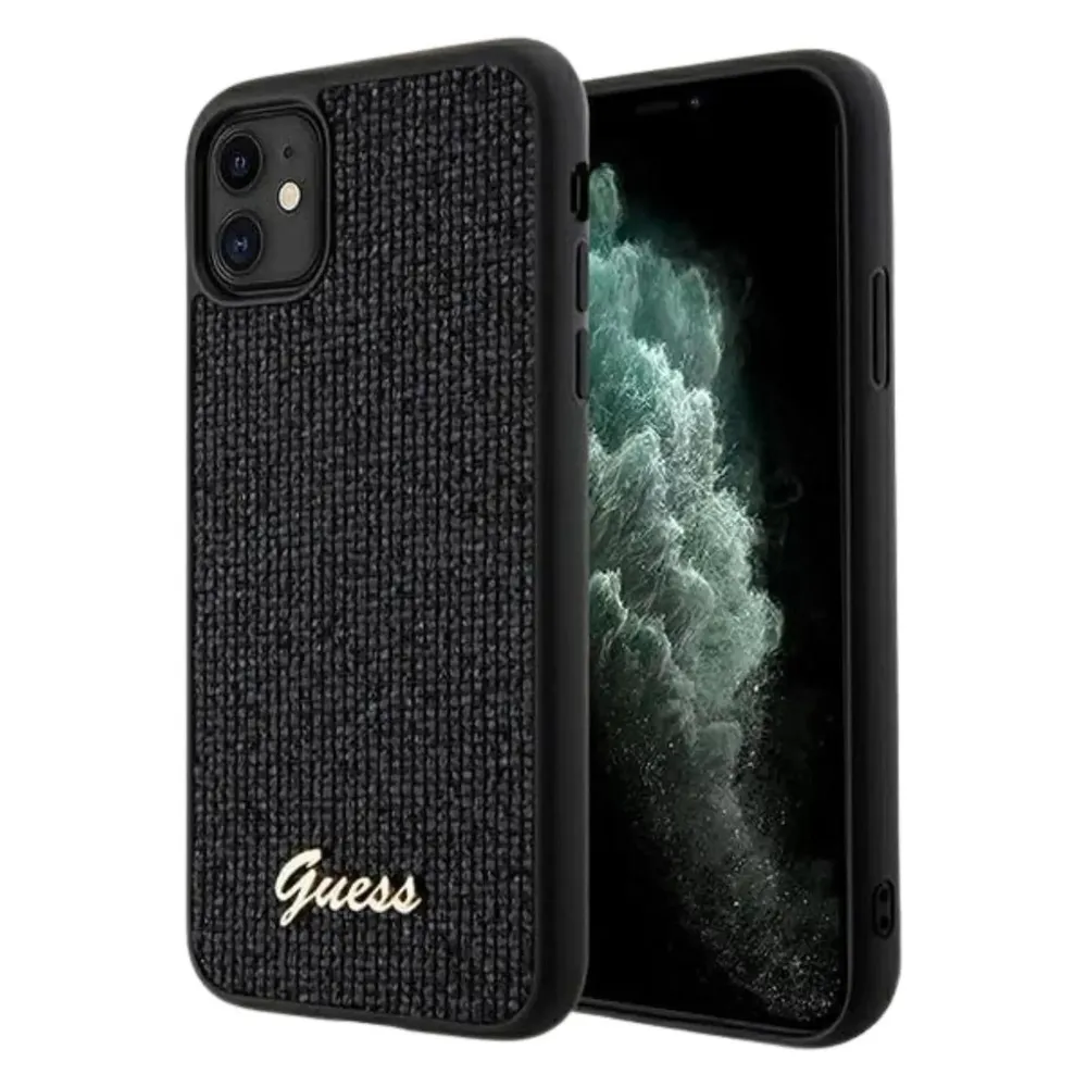 Guess GUHCN61PMSDGSK iPhone 11 / Xr 6.1" czarny/black hardcase Disco Metal Script