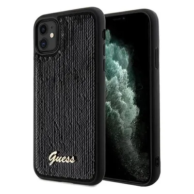 Guess GUHCN61PSFDGSK iPhone 11 / Xr 6.1" czarny/black hardcase Sequin Script Metal