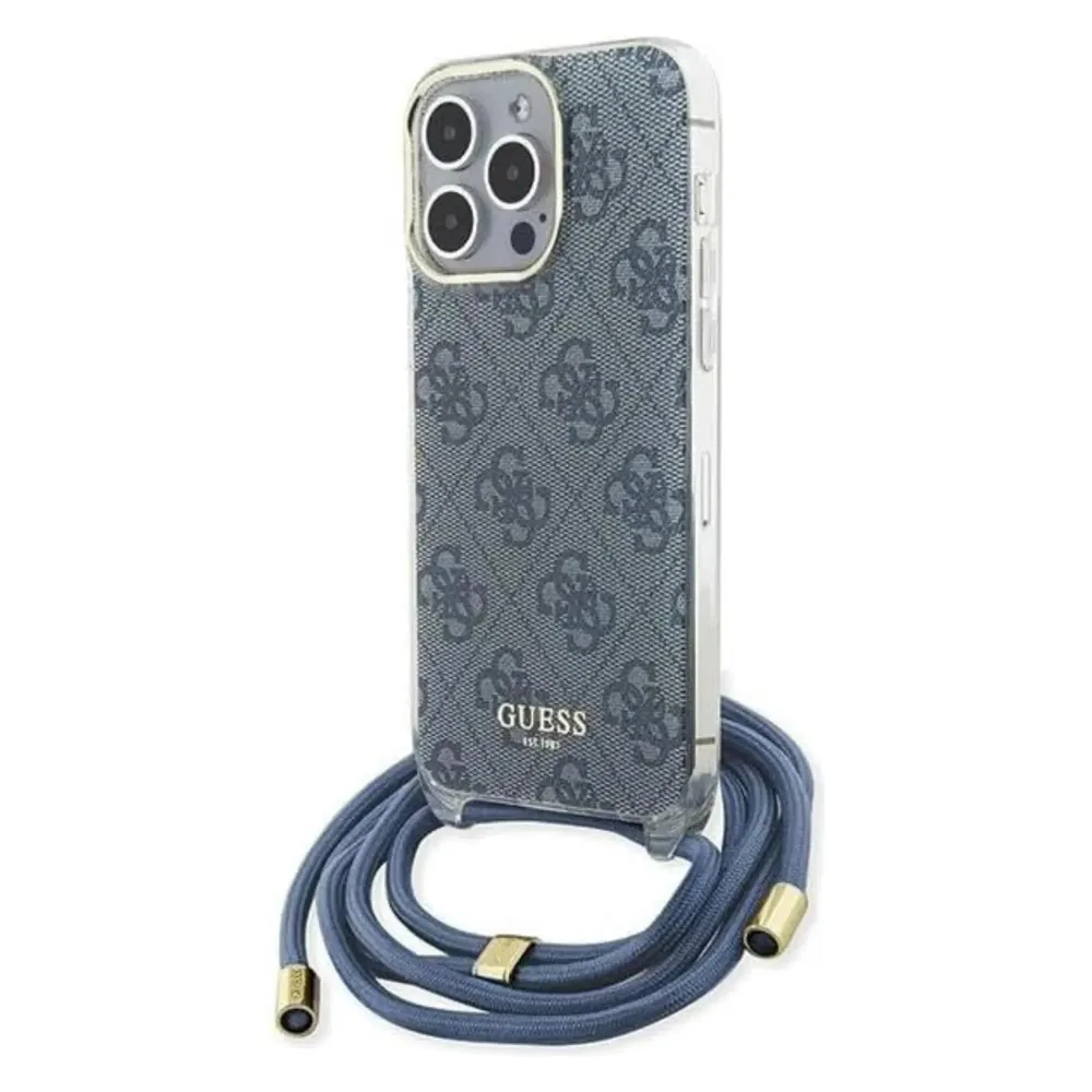 Guess GUHCP15LHC4SEB iPhone 15 Pro 6.1" niebieski/blue hardcase Crossbody Cord 4G Print