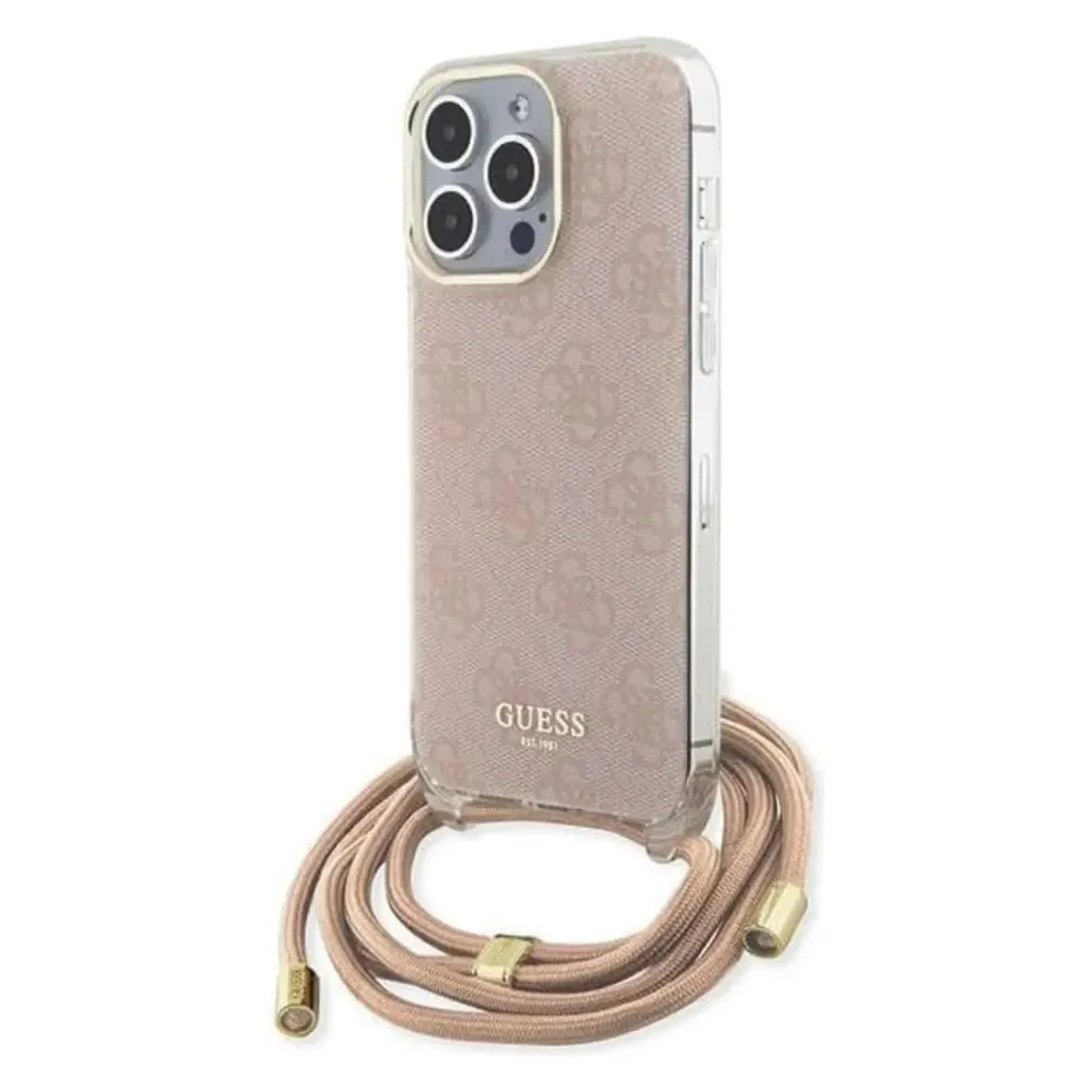 Guess GUHCP15LHC4SEP iPhone 15 Pro 6.1" różowy/pink hardcase Crossbody Cord 4G Print