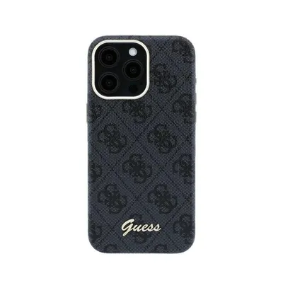 Guess Hülle aus schwarzem Kunstleder mit Relief-Logo MagSafe-kompatibel für iPhone 15 Pro Max