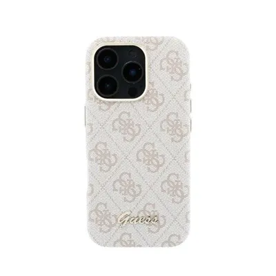 Guess Hülle Polipiel Logo Relief Rosa Komplett Kompatibel MagSafe iPhone 16 Pro