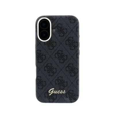 Guess Polipiel Hülle Logo Relief Schwarz MagSafe Kompatibel für iPhone 16