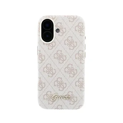 Guess Polipiel Logo Relief Rosa Hülle Kompatibel MagSafe für iPhone 16