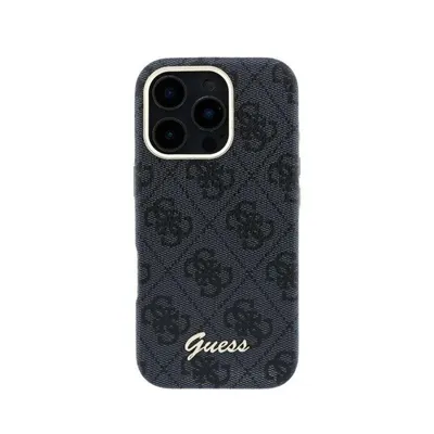 Guess Hülle Polipiel Logo Relief Schwarz Vollschutz für iPhone 16 Pro Max