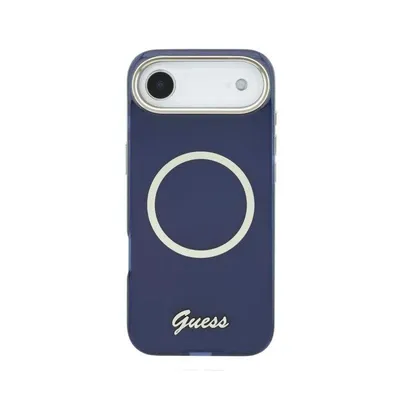 Guess IML Hülle mit Metallinschrift Blau kompatibel für iPhone Air MagSafe
