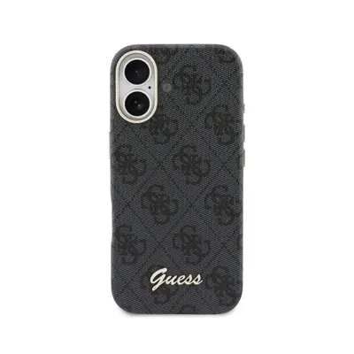 Guess Hülle Polipiel Logo Relief Schwarz MagSafe Kompatibel iPhone 17