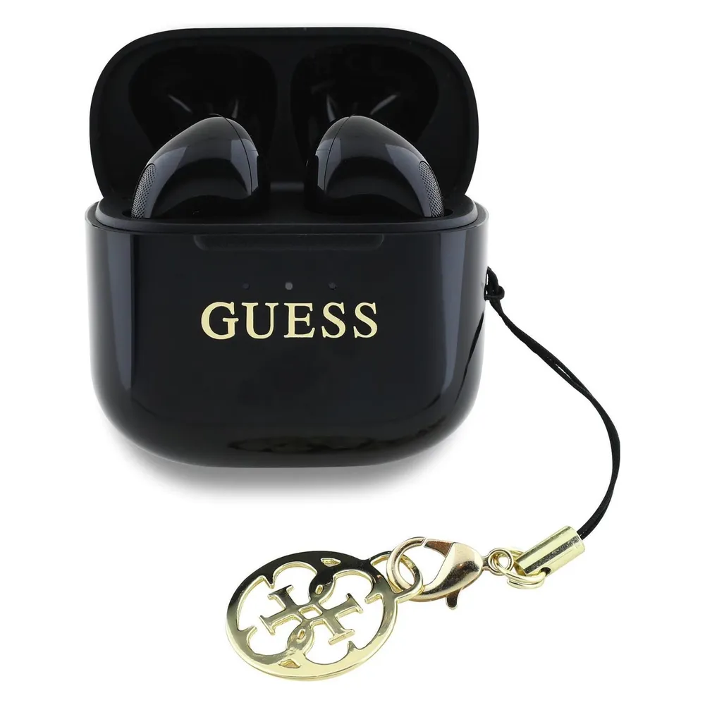 Guess TWS kabellose Bluetooth In-Ear Kopfhörer mit glänzendem Logo und Charm schwarz