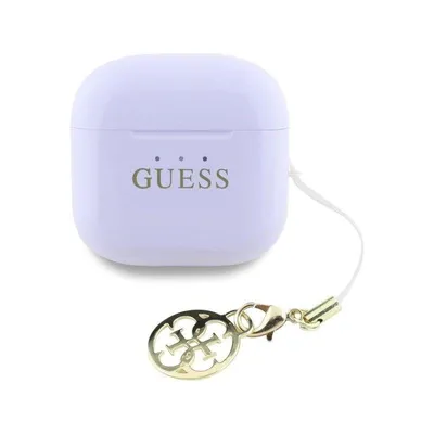 Guess TWS kabellose Ohrhörer mit glänzendem Logo und Charm, lila