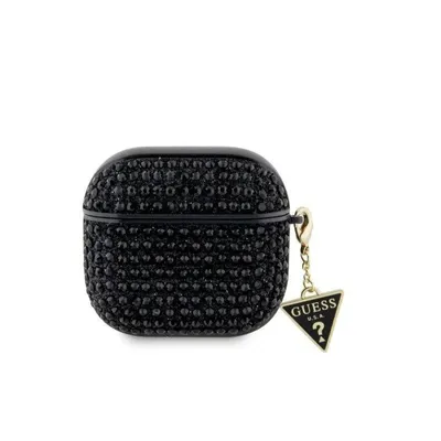 Hülle Guess für AirPods 4 – Schwarze Case mit Strass und Charm