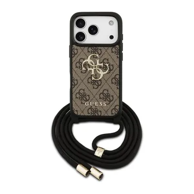Handyhülle Guess PU Braun 4G Logo mit Kordel für iPhone 17 Pro
