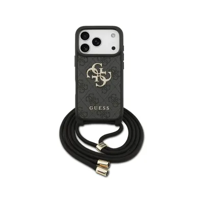 Funda für Handy Guess PU Schwarz 4G Logo mit Kordel für iPhone 17 Pro