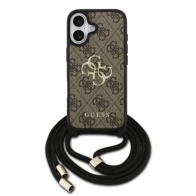 Handyhülle Guess PU Braun 4G Logo mit Kordel für iPhone 17