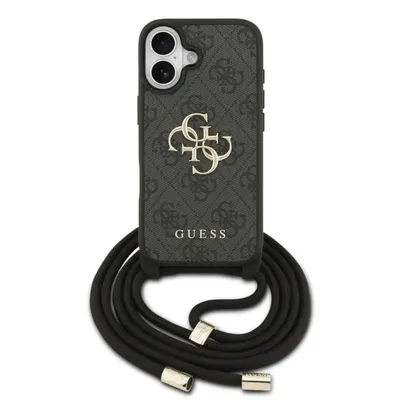 Handyhülle Guess PU 4G Logo mit Kordel schwarz für iPhone 17