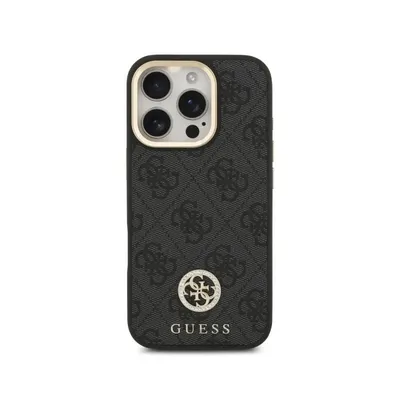 Handyhülle Guess Strass 4G MagSafe Schwarz mit breitem Band für iPhone 16 Pro