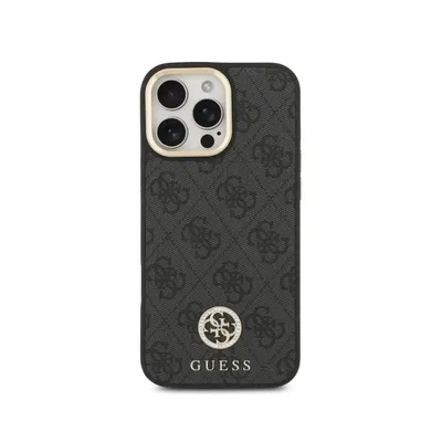 Funda für Smartphone Guess 4G Strass Logo MagSafe Schwarz mit breitem Band für iPhone 16 Pro Max