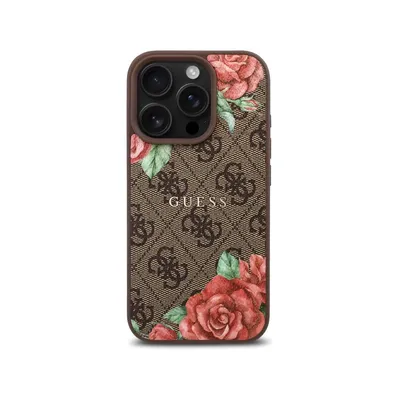 Handyhülle Guess Kunstleder Braun 4G Logo Rosé MagSafe für iPhone 16 Pro Max