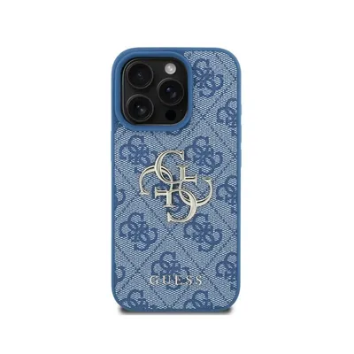 Funda für Handy Guess PU Blau 4G Logo mit Trageriemen für iPhone 16 Pro Max