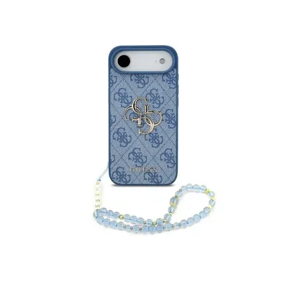 Guess Hülle Polipiel Blau mit Klassischem 4G Logo und Perlenriemen für iPhone Air