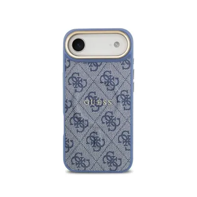 Funda für Handy Guess Polipiel Blau mit MagSafe Klassisches Logo für iPhone