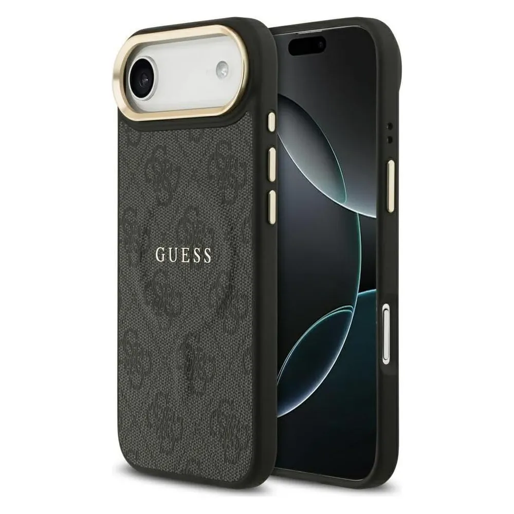 Guess Hülle Polipiel Schwarz mit MagSafe und klassischem Logo für iPhone Air