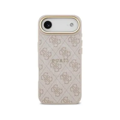 Guess Hülle aus Kunstleder Rosa mit MagSafe und klassischem Logo für iPhone Air