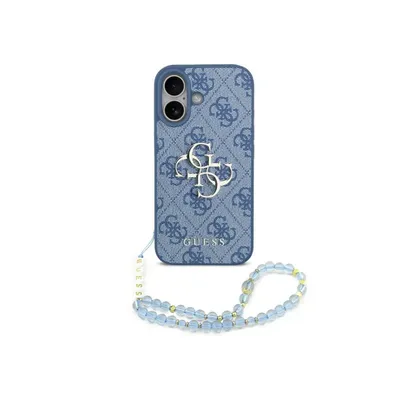 Handyhülle Guess Kunstleder Blau 4G Logo Perlenband für iPhone 17