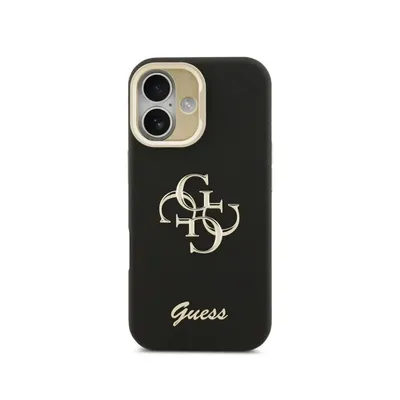Handyhülle Guess Granulat-Effekt Schwarz mit Ständer für iPhone 17