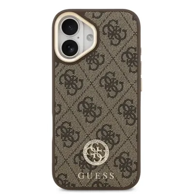 Handyhülle Guess Kunstleder Braun 4G Logo Strass MagSafe für iPhone 17